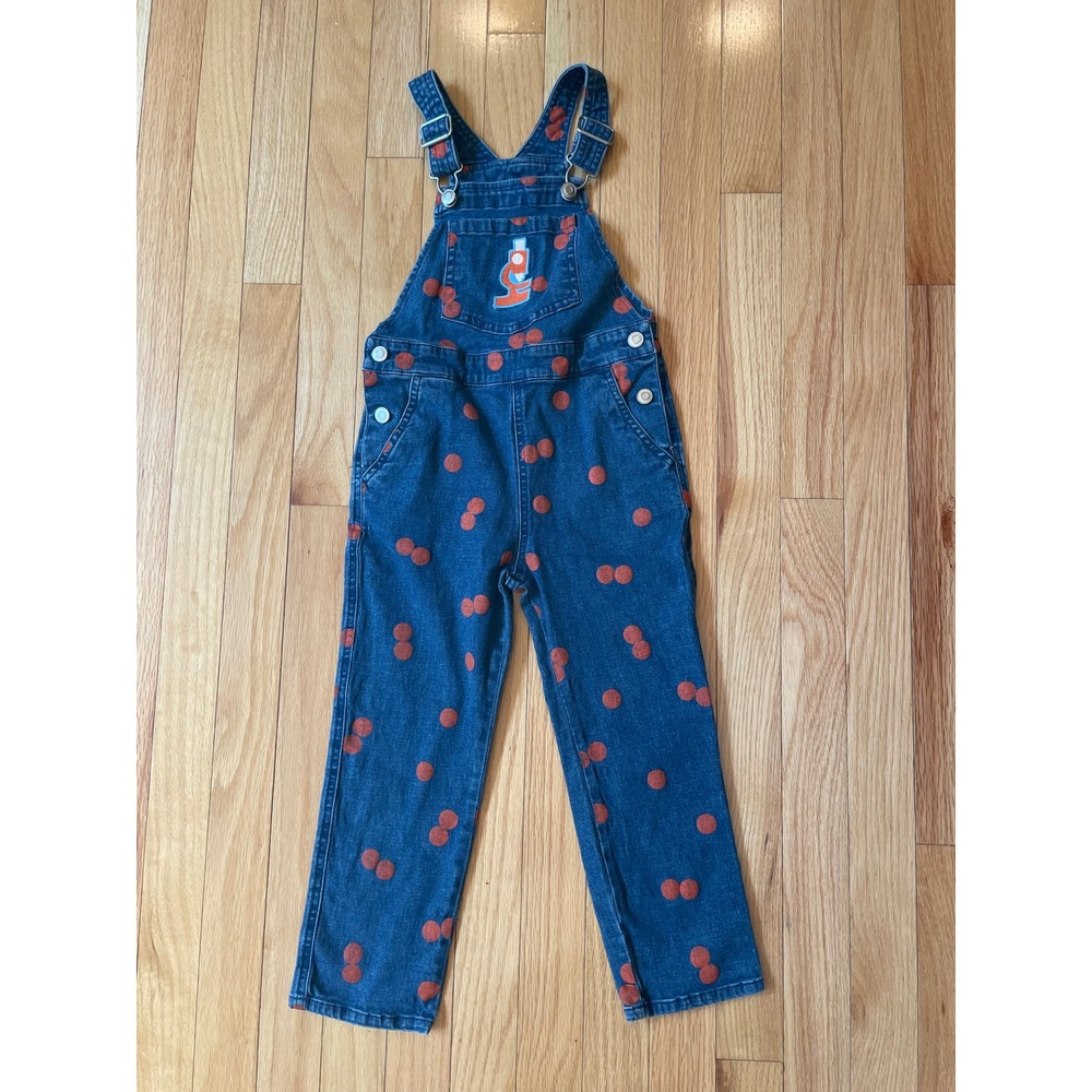 Christian Robinson Target Kids Denim Overalls Blue Red Polka Dot Microscope 4T